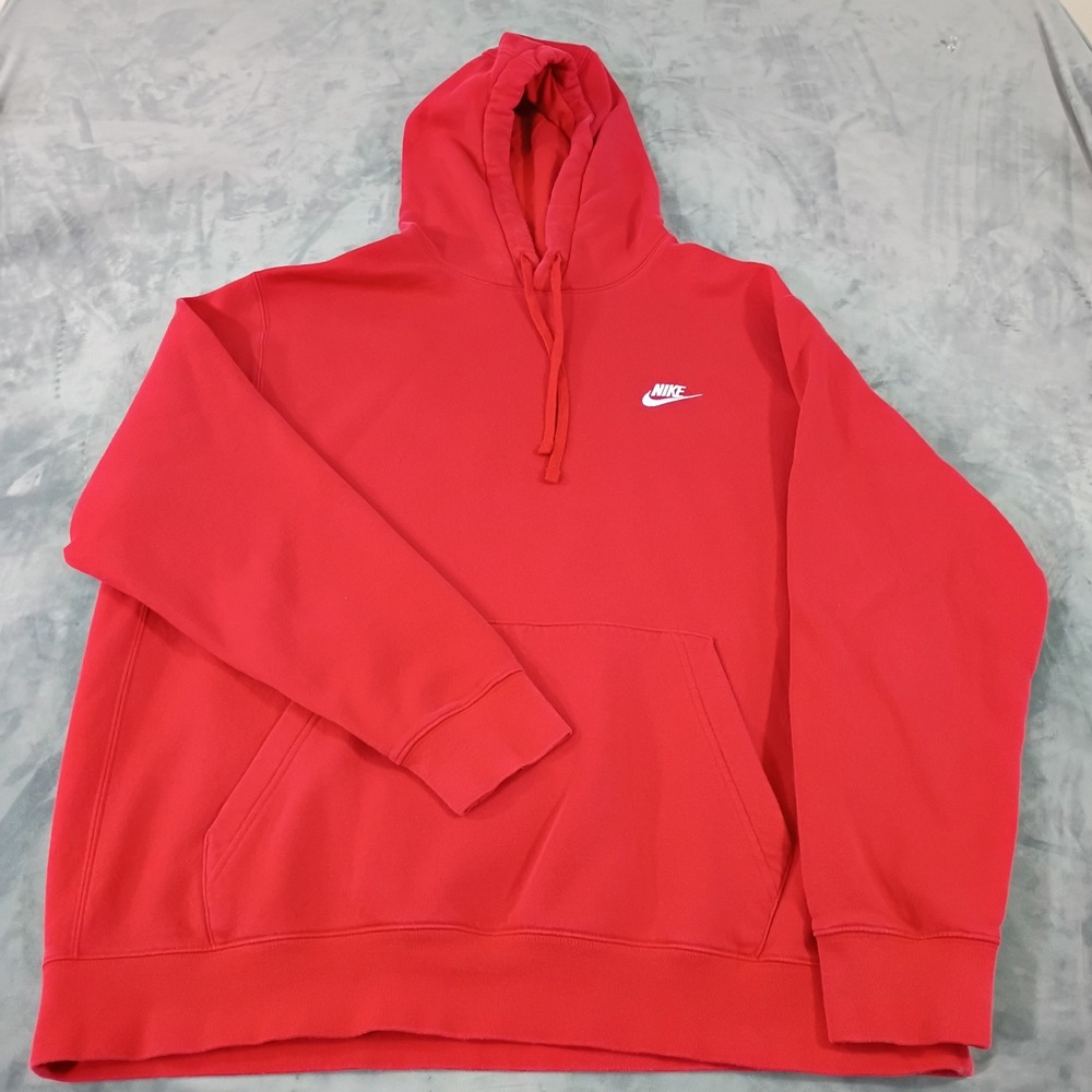 Nike Sportswear Club Fleece Hoodie Red Futura Logo Pullover XL BV2654-657